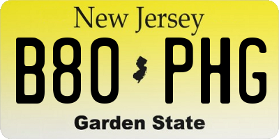 NJ license plate B80PHG
