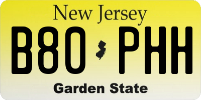 NJ license plate B80PHH
