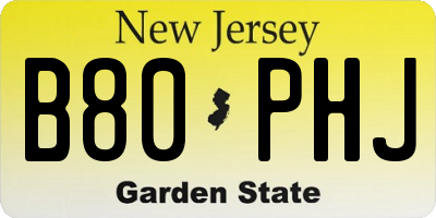 NJ license plate B80PHJ