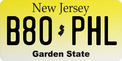 NJ license plate B80PHL