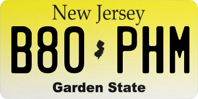 NJ license plate B80PHM