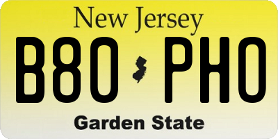 NJ license plate B80PHO