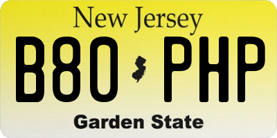NJ license plate B80PHP