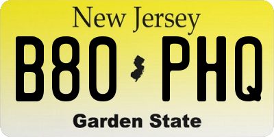 NJ license plate B80PHQ