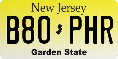 NJ license plate B80PHR