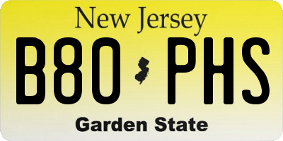 NJ license plate B80PHS