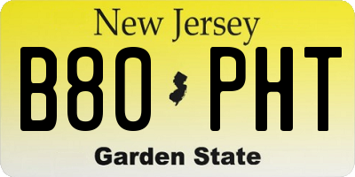 NJ license plate B80PHT