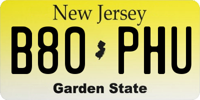 NJ license plate B80PHU