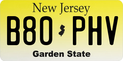 NJ license plate B80PHV