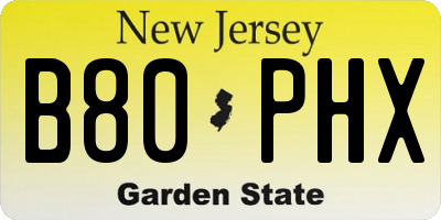 NJ license plate B80PHX