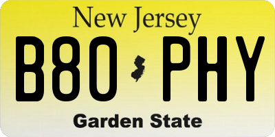 NJ license plate B80PHY