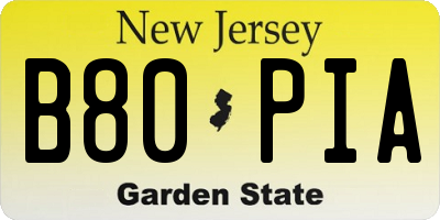 NJ license plate B80PIA
