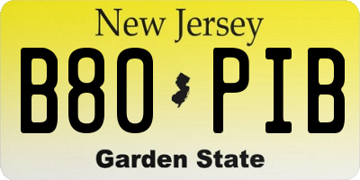 NJ license plate B80PIB