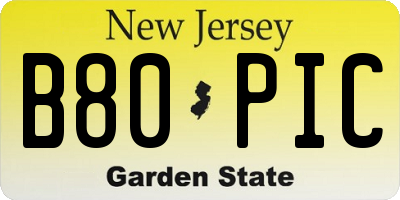 NJ license plate B80PIC