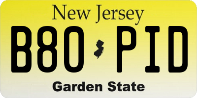 NJ license plate B80PID