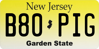 NJ license plate B80PIG