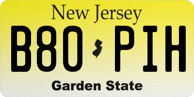 NJ license plate B80PIH