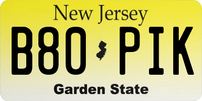 NJ license plate B80PIK