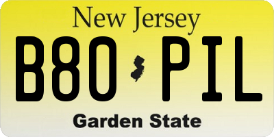 NJ license plate B80PIL