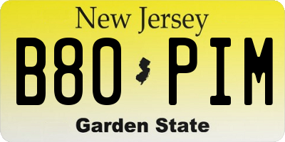 NJ license plate B80PIM