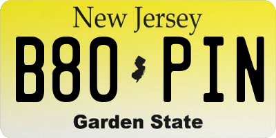 NJ license plate B80PIN