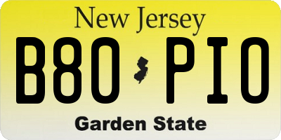 NJ license plate B80PIO