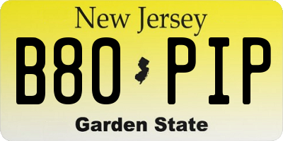 NJ license plate B80PIP