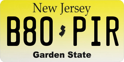 NJ license plate B80PIR