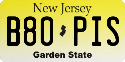 NJ license plate B80PIS