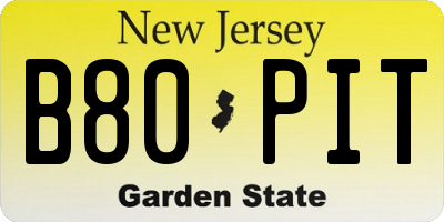 NJ license plate B80PIT