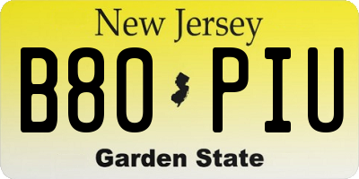 NJ license plate B80PIU