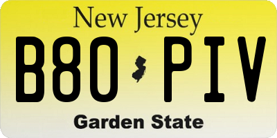 NJ license plate B80PIV