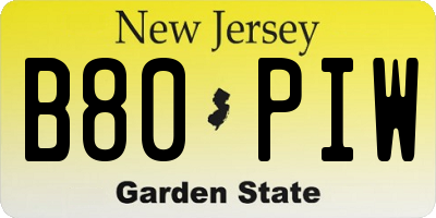 NJ license plate B80PIW