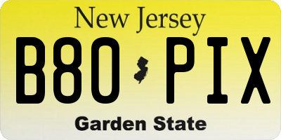 NJ license plate B80PIX