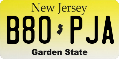 NJ license plate B80PJA