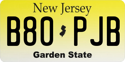 NJ license plate B80PJB
