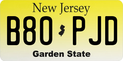 NJ license plate B80PJD
