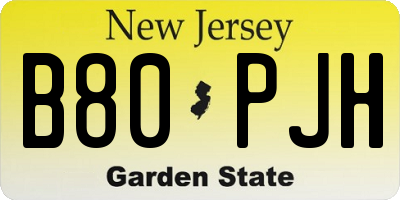 NJ license plate B80PJH