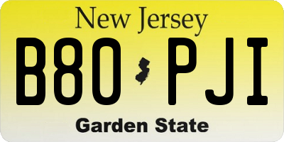 NJ license plate B80PJI