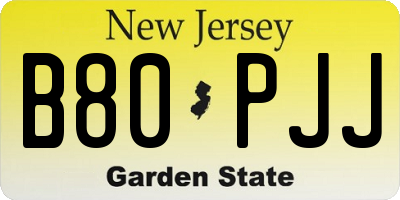 NJ license plate B80PJJ