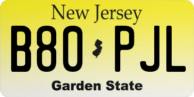 NJ license plate B80PJL