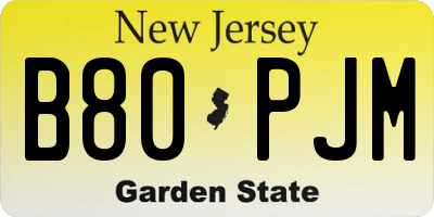 NJ license plate B80PJM