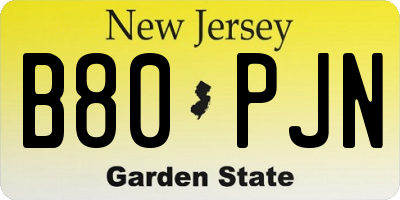 NJ license plate B80PJN