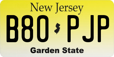 NJ license plate B80PJP