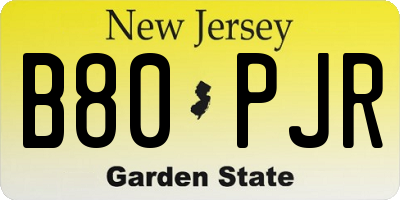 NJ license plate B80PJR