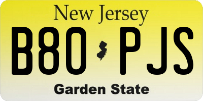 NJ license plate B80PJS