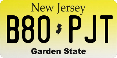 NJ license plate B80PJT