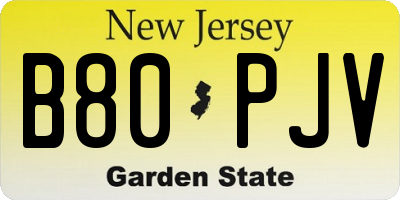 NJ license plate B80PJV