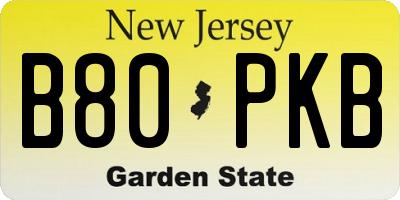 NJ license plate B80PKB