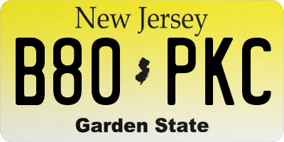 NJ license plate B80PKC